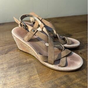UGG Gaiana Slingback Wedge Sandals Leather Tan - Size 8 extra soft and comfy